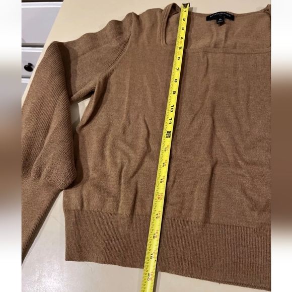 Banana Republic Women's Cropped Sweater Ribbed Chocolate Brown Square Neck EUC - Picture 5 of 7